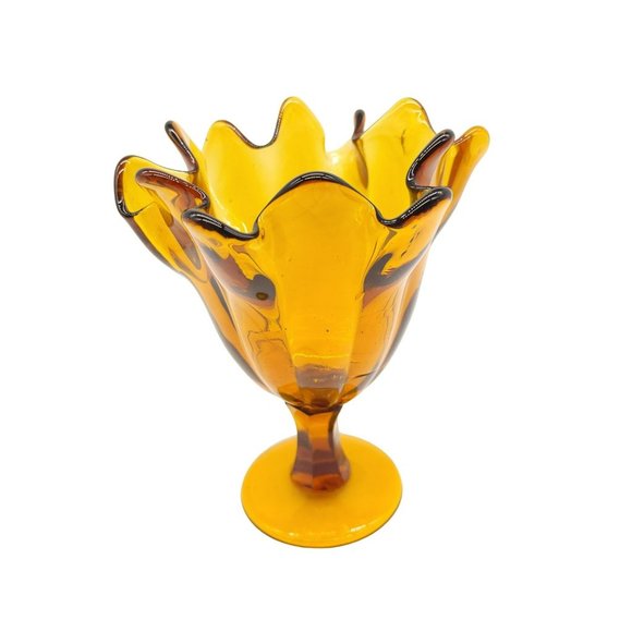 Italy Accents Vintage Mcm Italian Amber Glass Handkerchief Vase